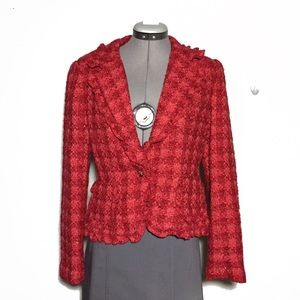 Fundamental Things Red Sparkle Ruffle Blazer 6
